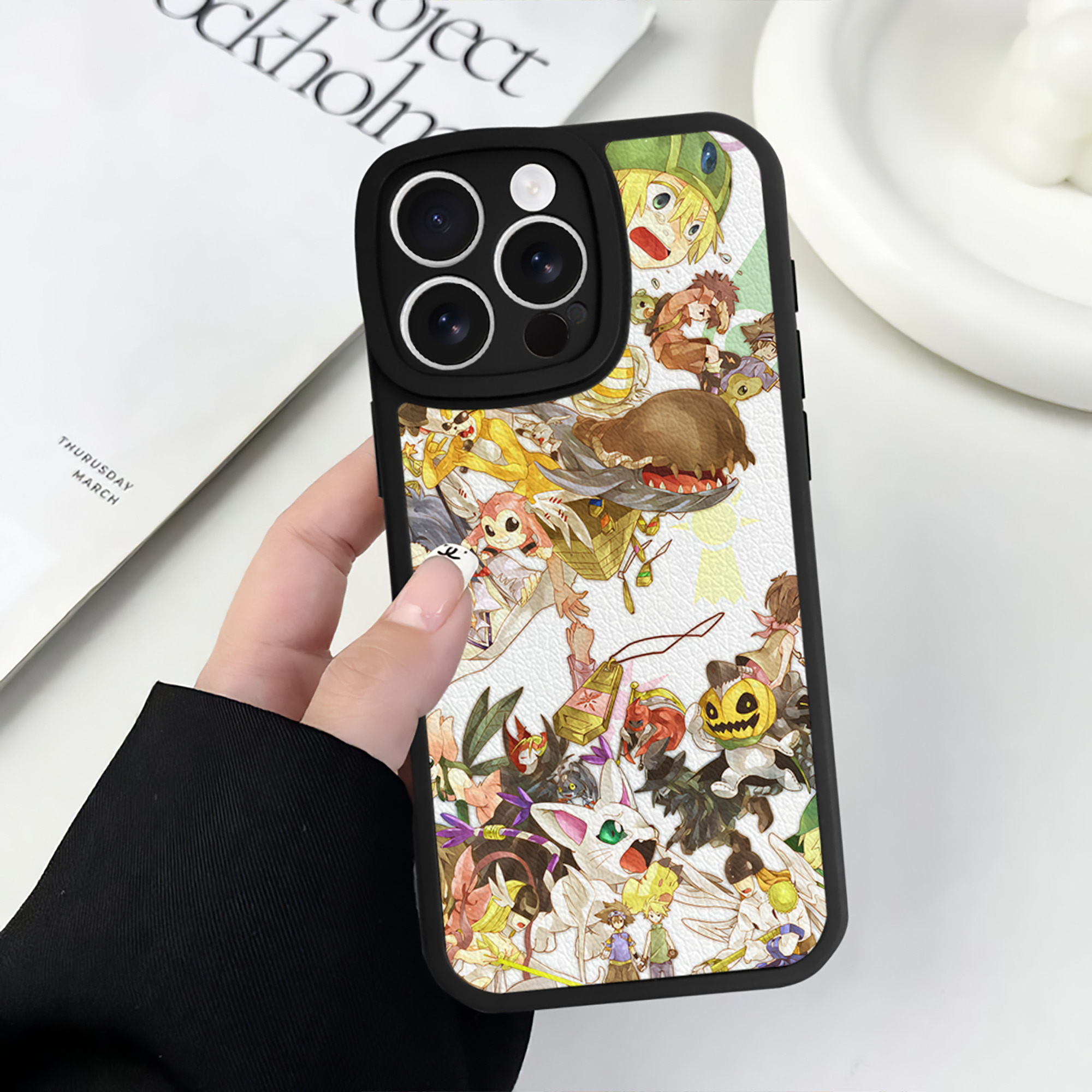 （画像用） Digimon デジタルモンスター/デジモン 【iPhone 16シリーズ対応】シリコンスマホケース（レザー調） 材質：シリコン